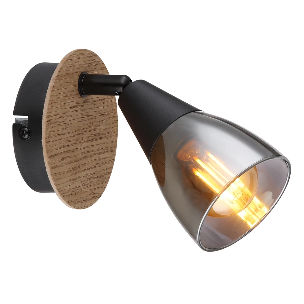 Wall lamp Mubby black with wood look