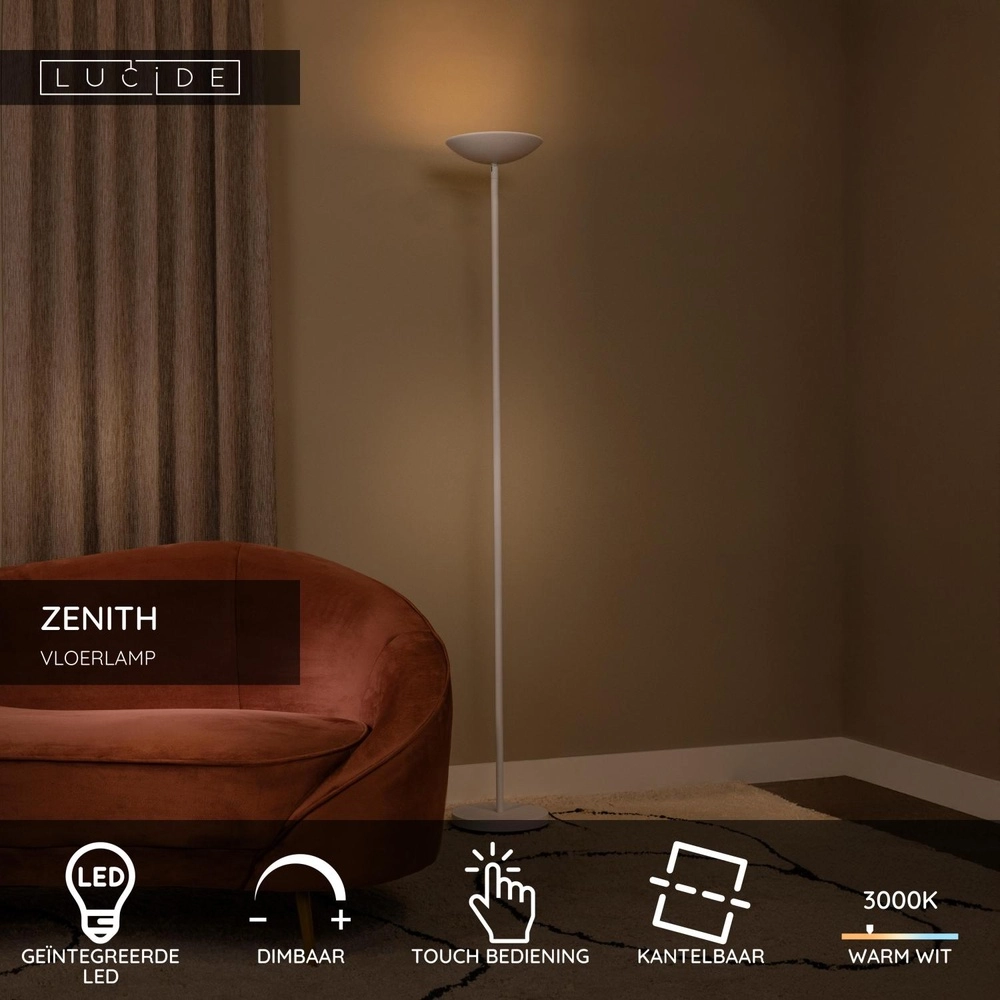 Design floor lamp Zenith white Lucide 5411212194077