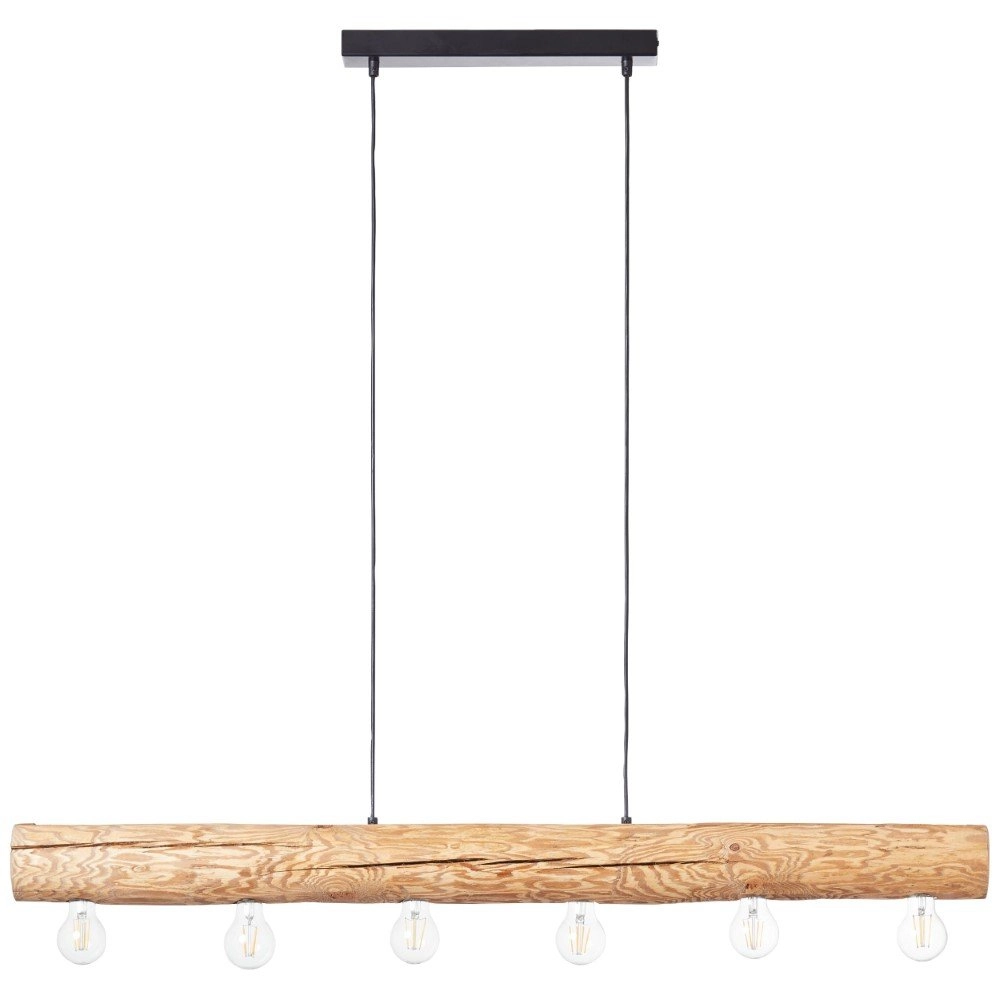 Wooden pendant lamp Trabo 6-light wood with black Brilliant 4004353393525