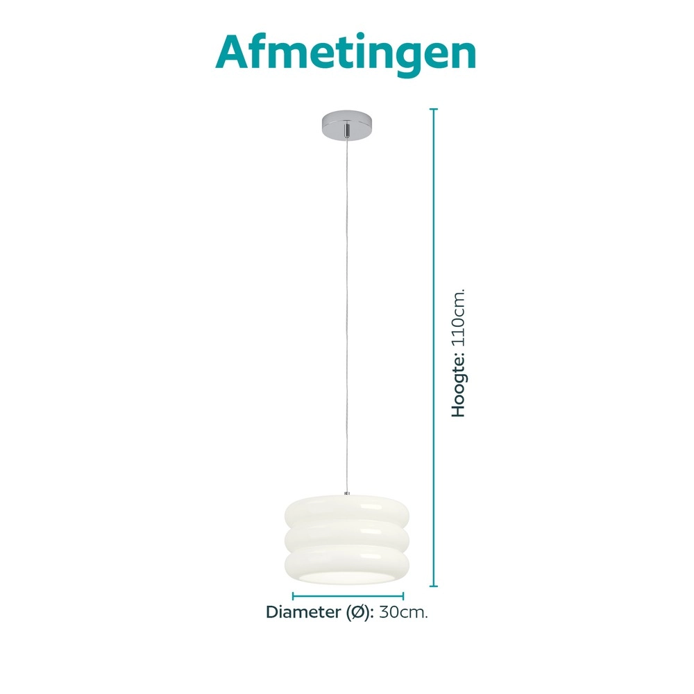 Design pendant lamp Tortora chrome with white Ø 30cm