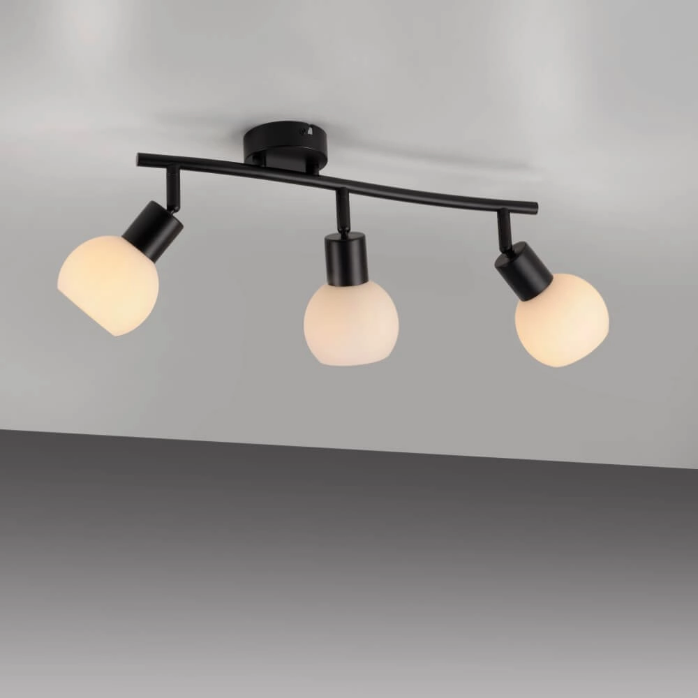 Black ceiling lamp Loki 3-light Just Light 4043689000776