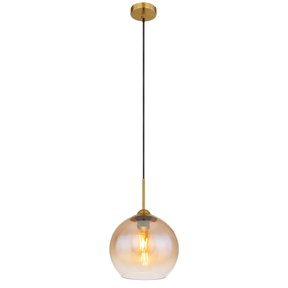 Golden pendant lamp Jamessa only with amber glass