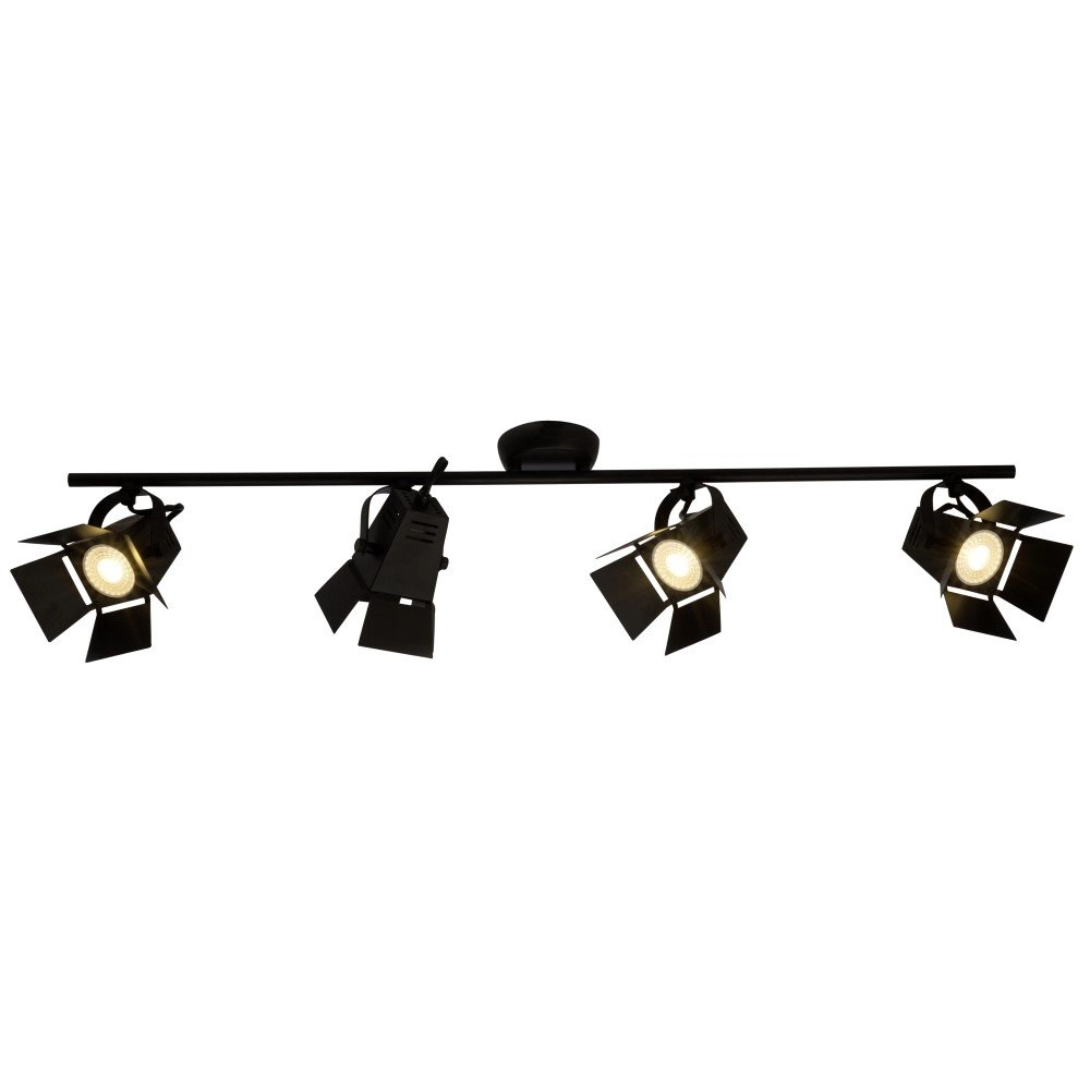 Black surface-mounted spotlight Movie Led 4-light