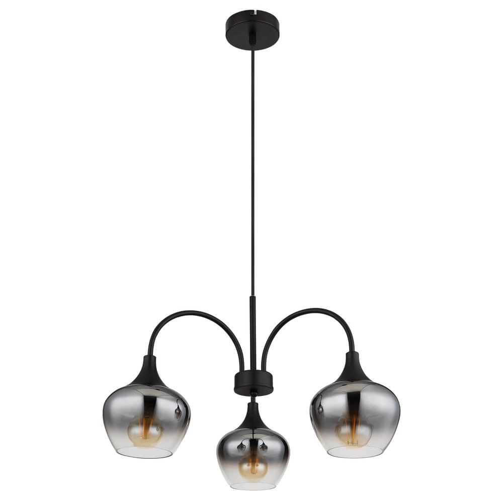 3-light pendant lamp Maxy black with smoke glass Globo 9007371468188