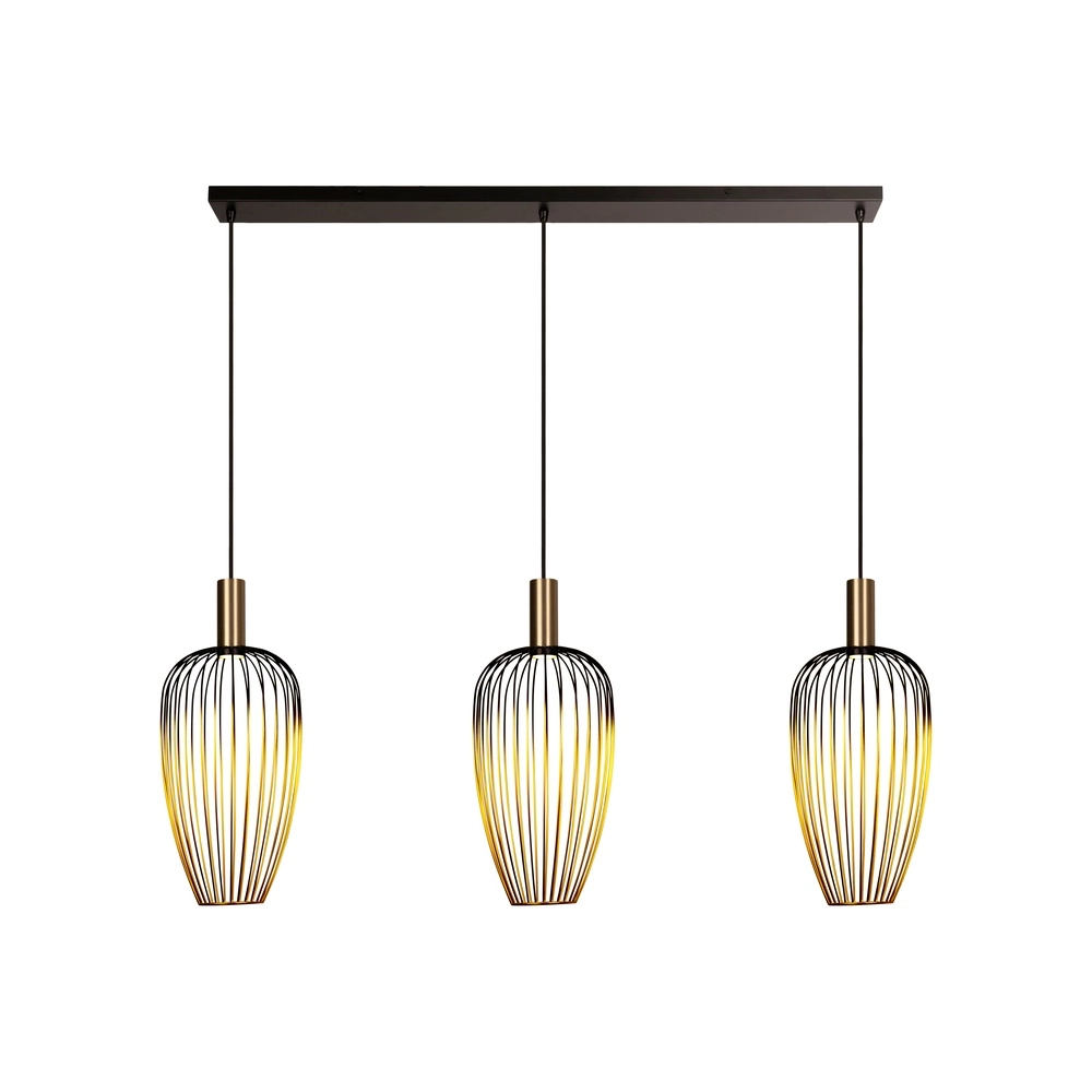 3-light wire lamp Aurelie Gold