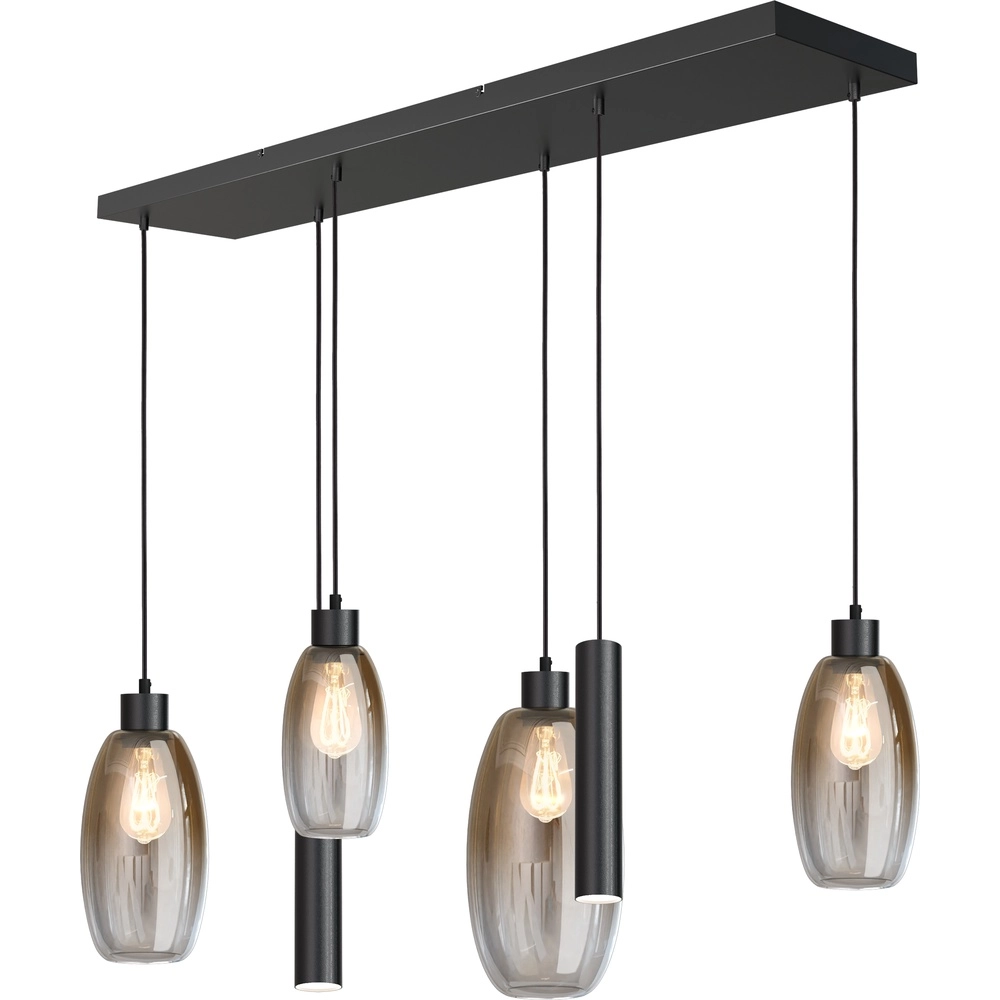 Glass pendant lamp Olive 4x glass - 2x Run - black