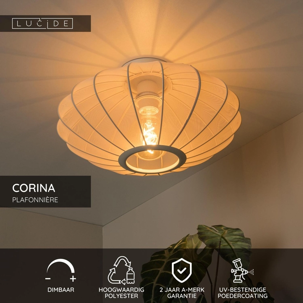 Ceiling lamp Corina sand brown Ø 40cm Lucide 5411212031990