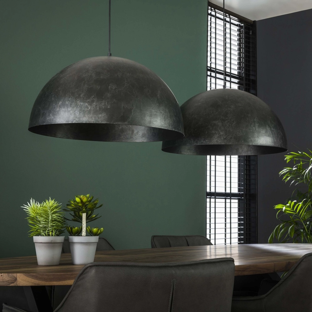 Industrial pendant lamp Dome 2x Ø 60cm - charcoal Lyora 8716803512566