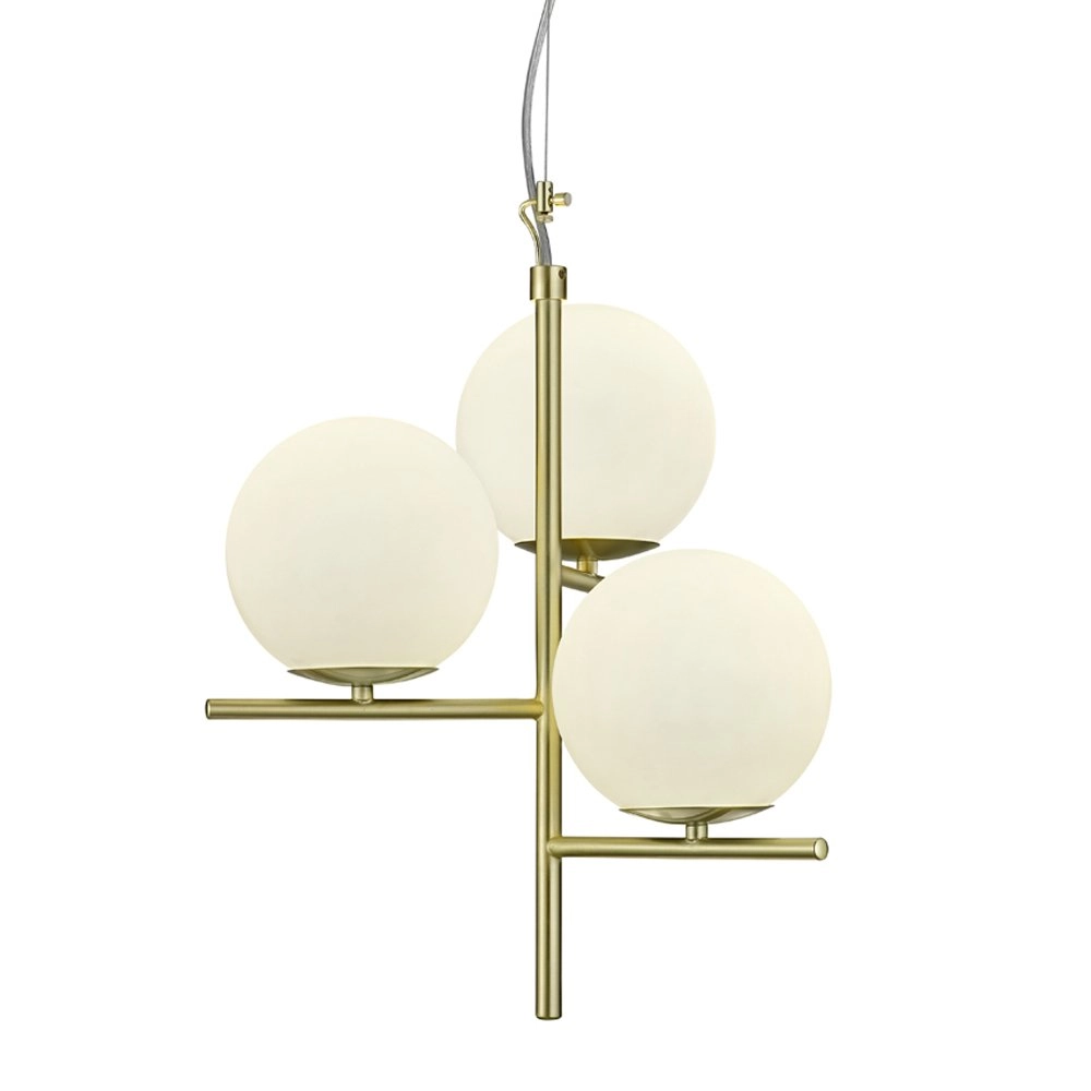 Pendant lamp Pure matt brass with white balls