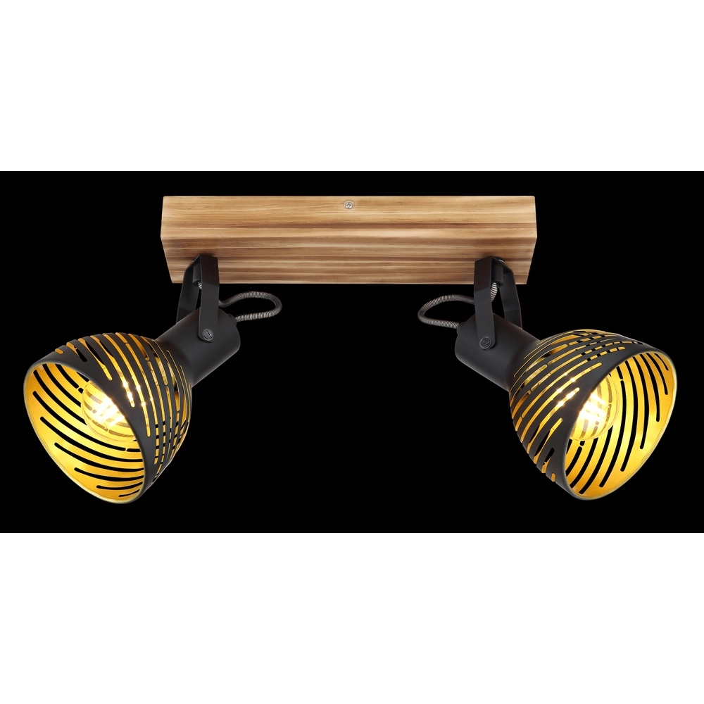 Ceiling lamp Lenna 2-light wood with black Globo 9007371422685