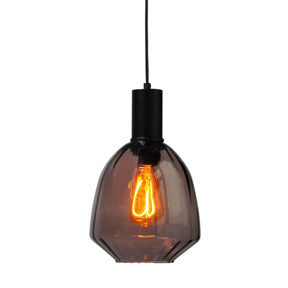 Hanging lamp black Porto with Nicolette red glass - Ø 20cm
