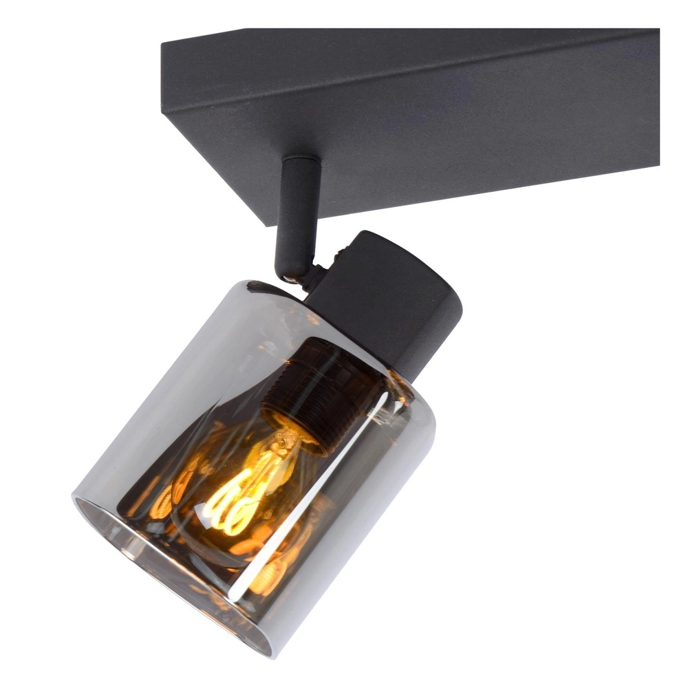 Ceiling lamp Alion 3-light black with smoke glass Lucide 5411212177001