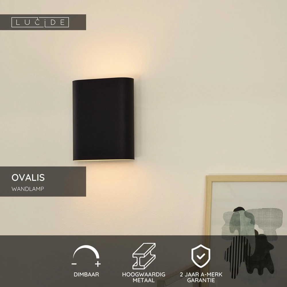 Black wall spotlight Ovalis Design Lucide 5411212126788