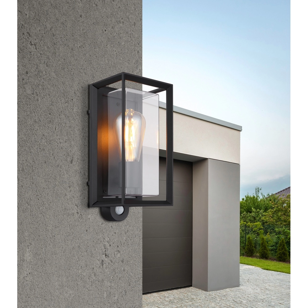 Outdoor wall lamp Logana Black with sensor Globo 9007371468812