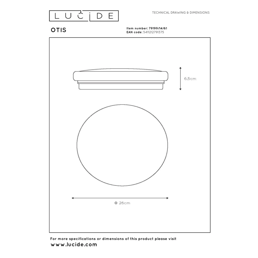Ceiling light Otis Ø 26cm white Lucide 5411212791375