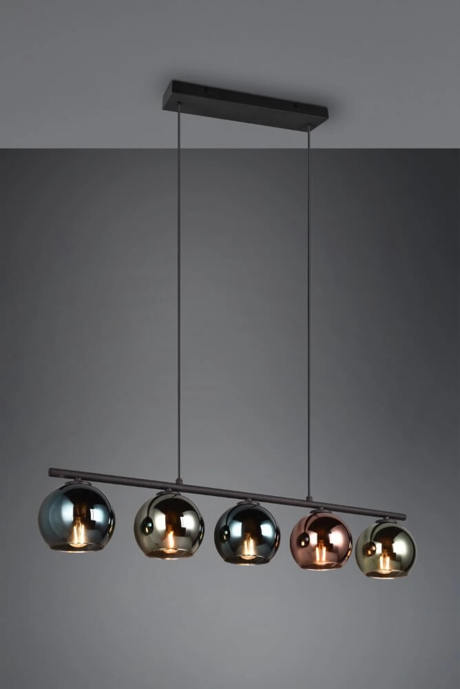 Design hanging lamp Sheldon black with smoke glass Trio 4017807585254