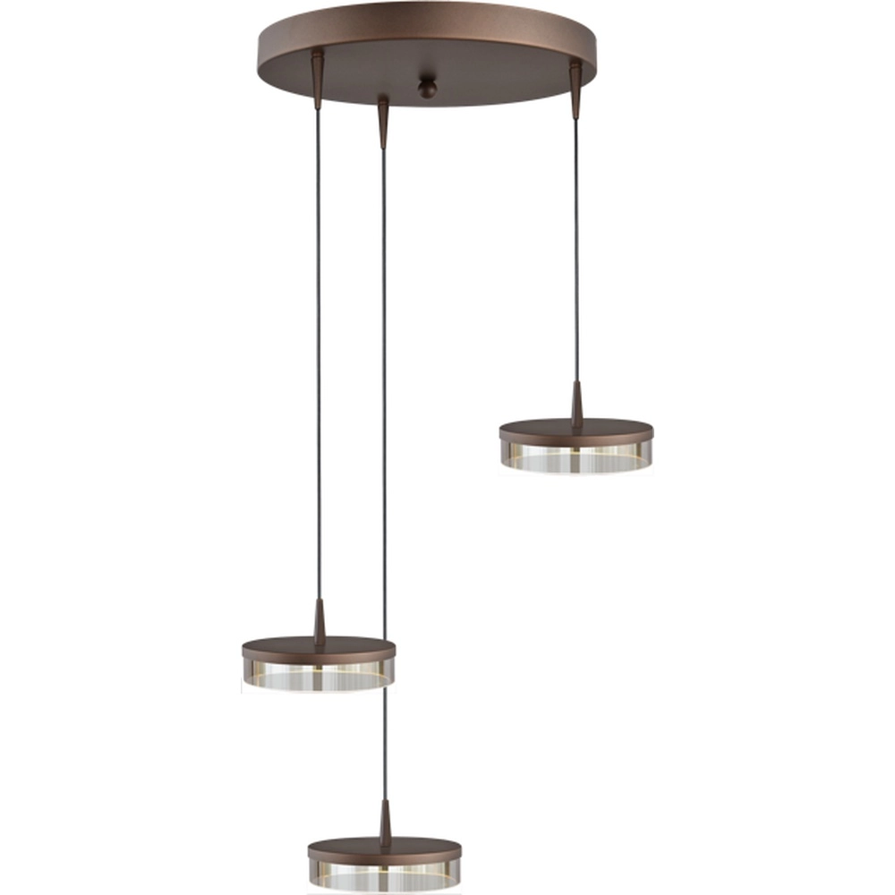 3-light pendant lamp Imperia Ø 35cm cocoa brown