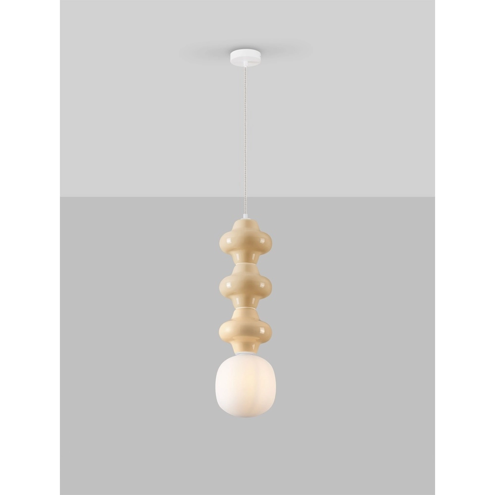 Pendant lamp Clio L yellow ceramic with white glass Lyora 5212017461353