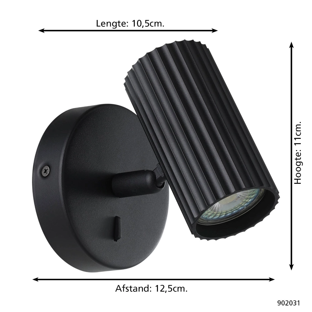 Surface-mounted spot Portillo Single Black Eglo 9008606360529