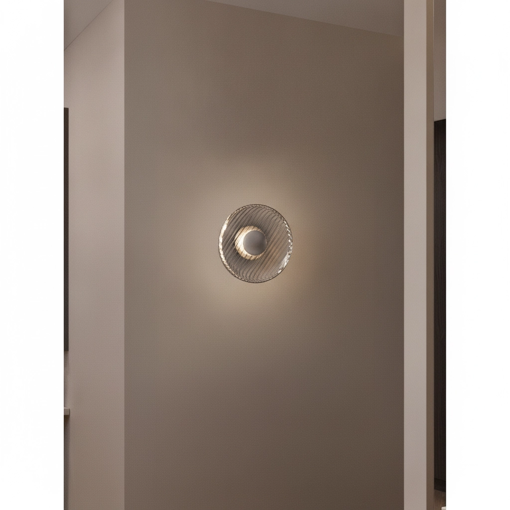 Wall lamp Lavina silver grey with smoke glass Ø 25cm