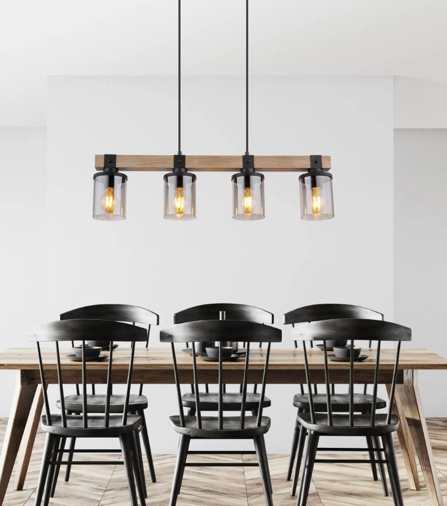 Wooden pendant lamp Lila 4-light Globo 9007371431724