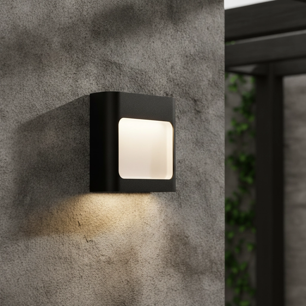 Black wall lamp Tall down
