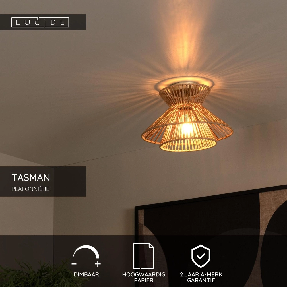 Ceiling lamp Tasman rattan Ø 32cm Lucide 5411212105974