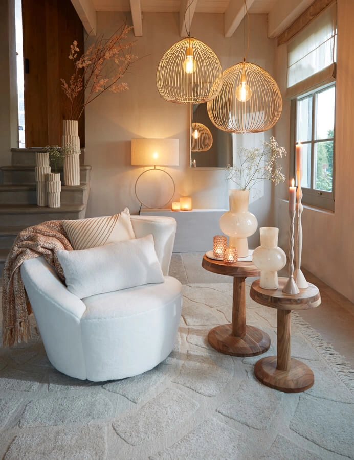 Cream pendant lamp Rilana Ø 34cm Light & Living 8717807649760