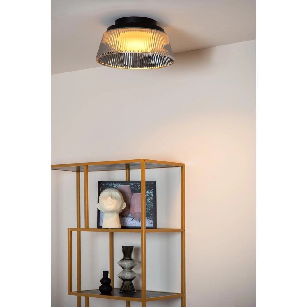 Ceiling lamp Vixi black with smoke glass Lucide 5411212251077
