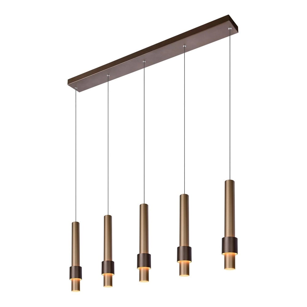 Sleek pendant lamp Margary 5-light coffee brown Lucide 5411212241900