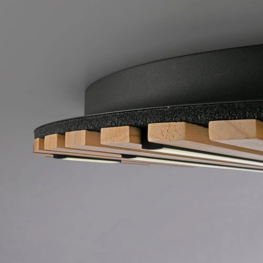 Round ceiling lamp Q-Akustik Ø 60cm wood Paul Neuhaus 4012248385364