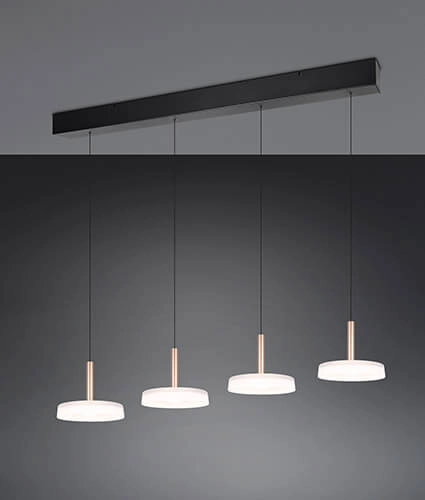 4-light LED pendant light Celeste white glass Trio 4017807627404