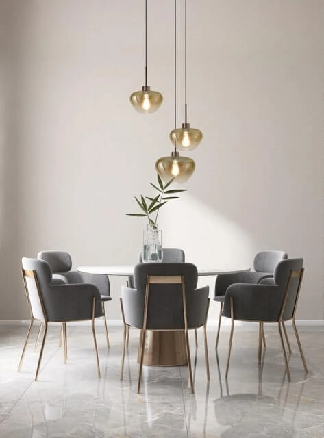 3-light pendant lamp Genua brown with 2x gold glass Ø 24cm and 1x Ø 29cm Masterlight 8718121357072