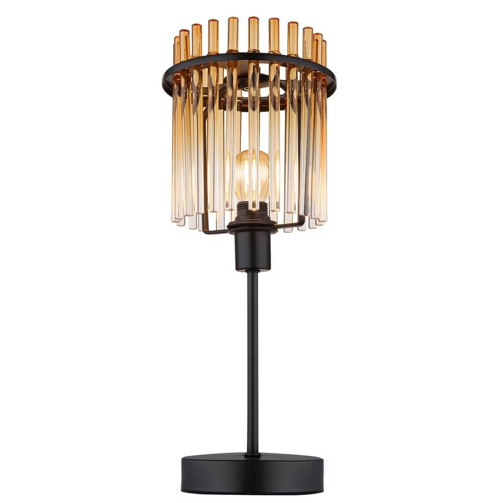 Black table lamp Gorley with amber glass Ø 15cm Globo 9007371474981