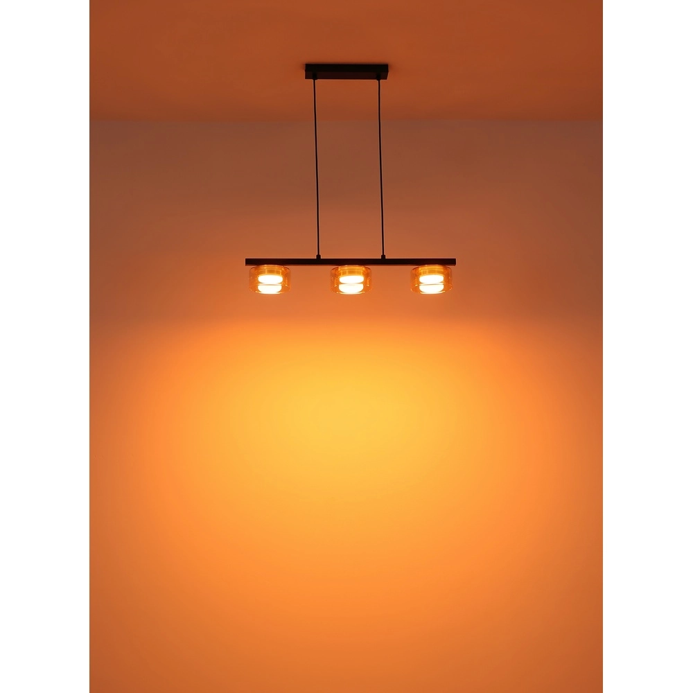 Design pendant lamp Higgins black with amber glass Globo 9007371531813