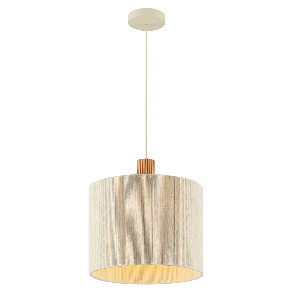 Beige pendant lamp Arlo with wood japandi Ø 35cm