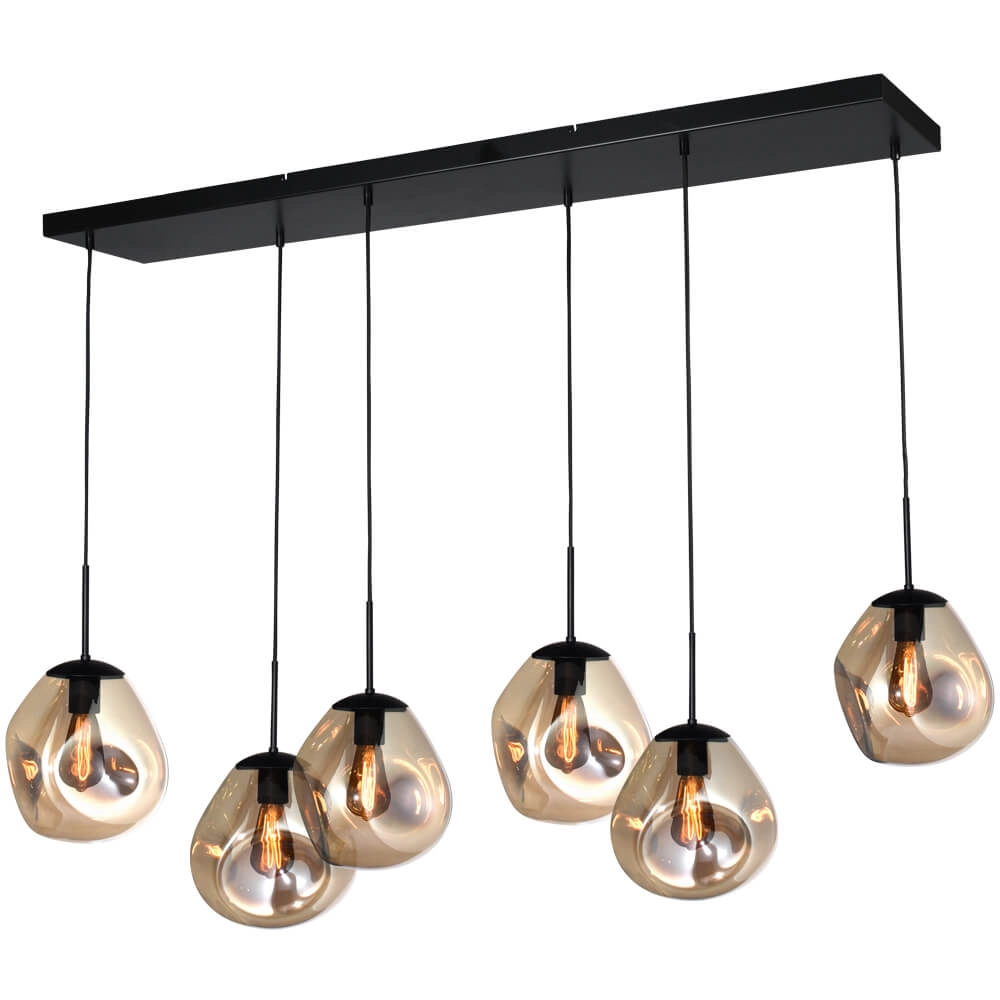 Hanging lamp Lava 6x gold glass Ø 24cm