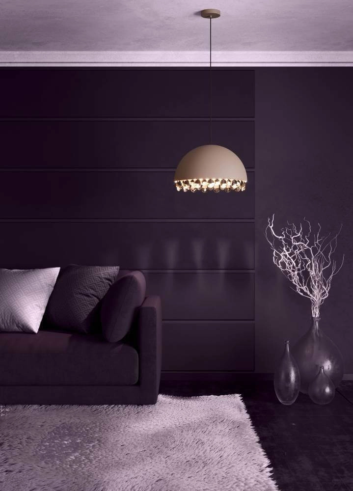 Mocha hanging lamp with crystal Gaetano 2 Ø 45cm Stars of Light 9002759399481