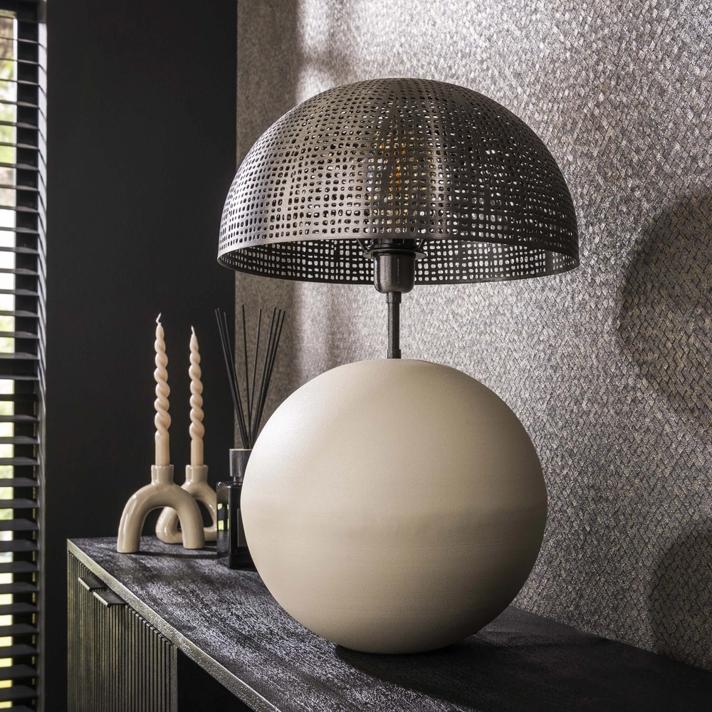 Modern table lamp Sphere with beige base - Ø 36cm Lyora 8716803511521