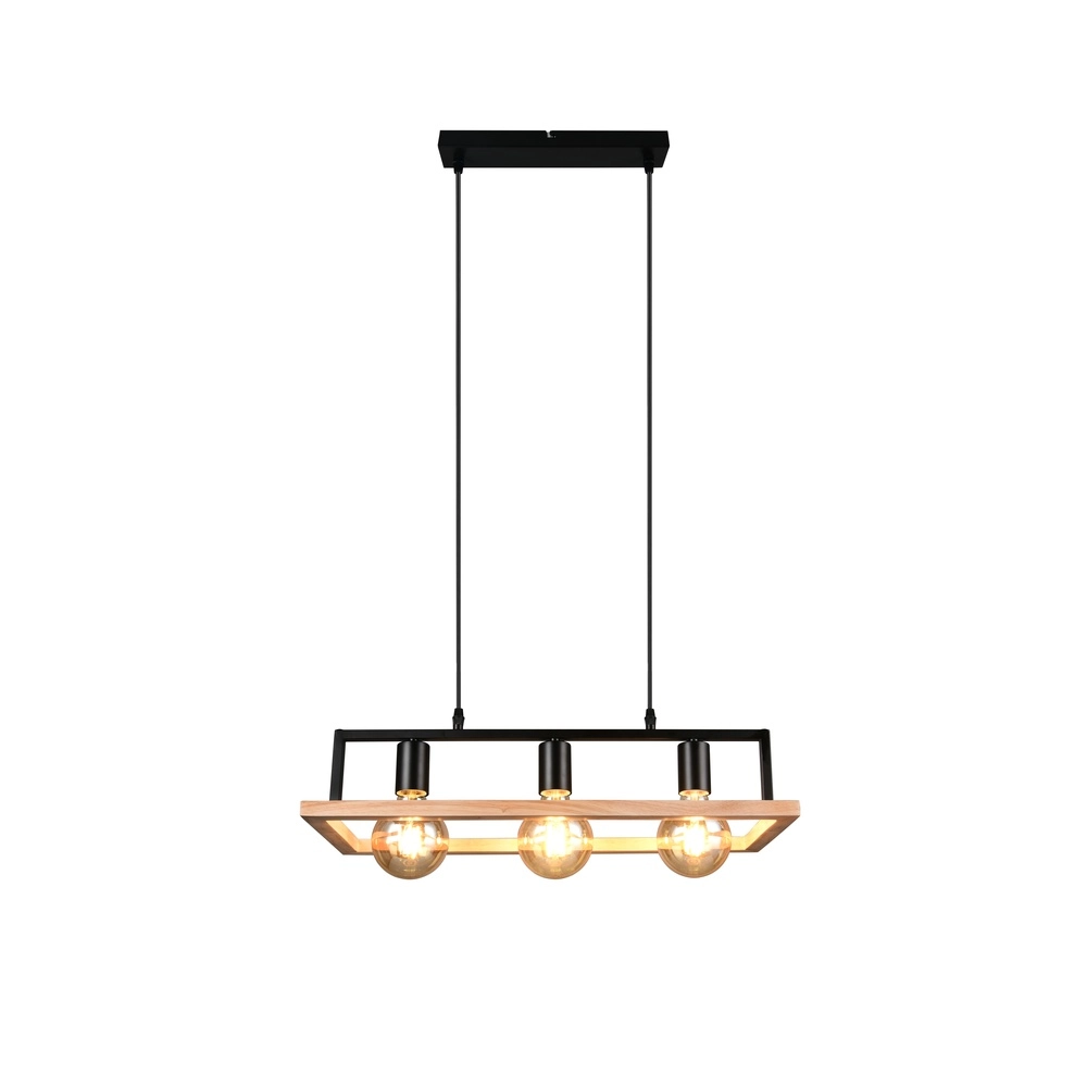 Design pendant lamp Bano black with wood Trio 4017807673364
