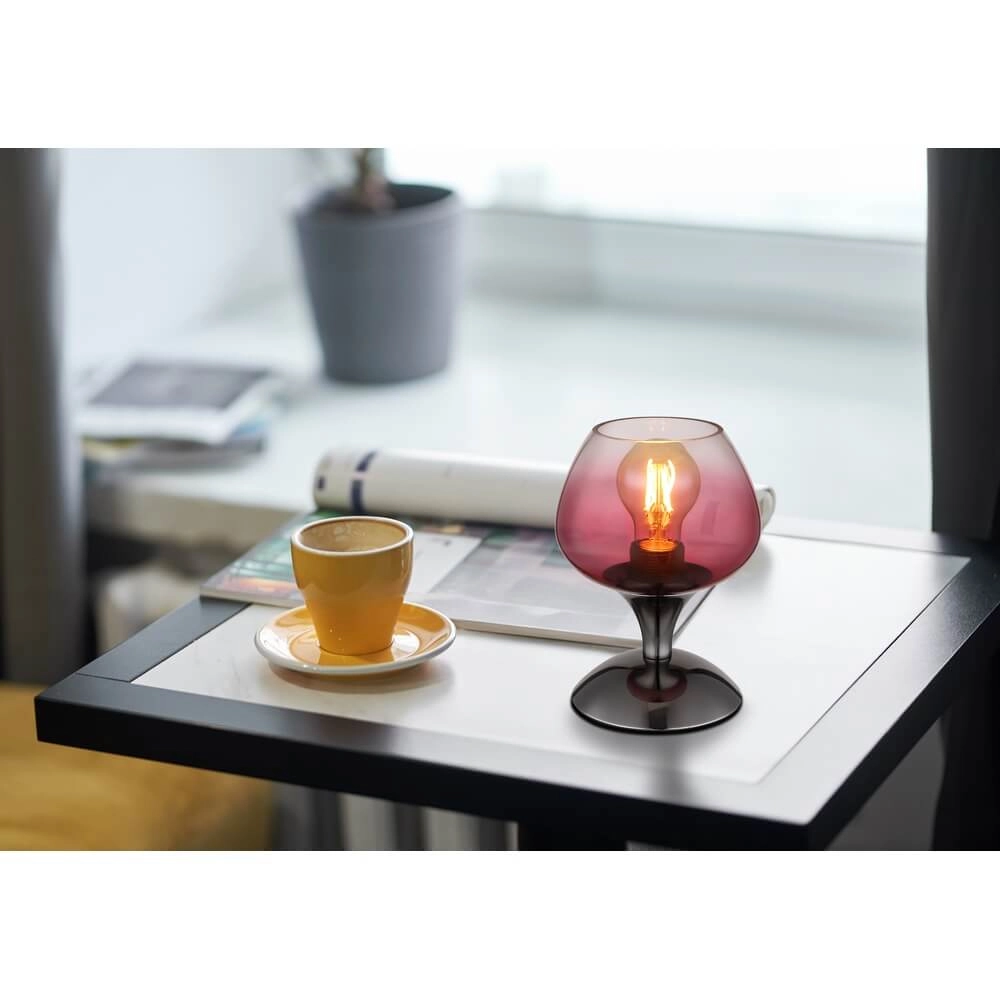 Gunmetal table lamp Maxy with red glass Ø 15cm Globo 9007371471935