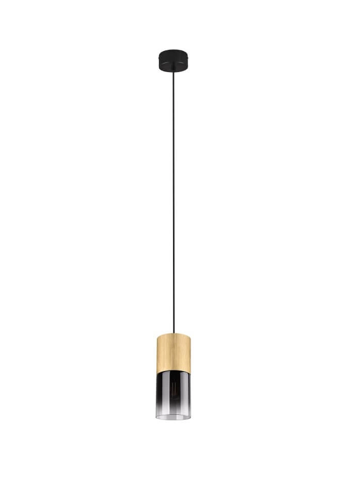 Hanging lamp Robin pendant wood with black Trio 4017807507478