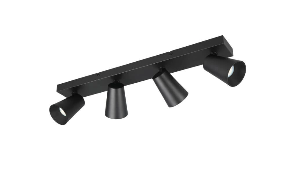4-light surface-mounted spotlight Sharp black Trio 4017807613100