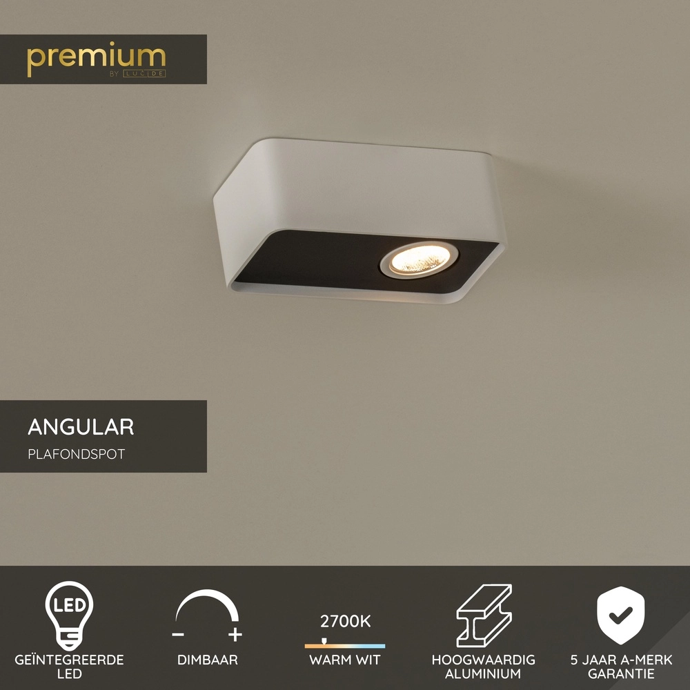 1-light ceiling lamp Angular white Premium by Lucide 5411212234391