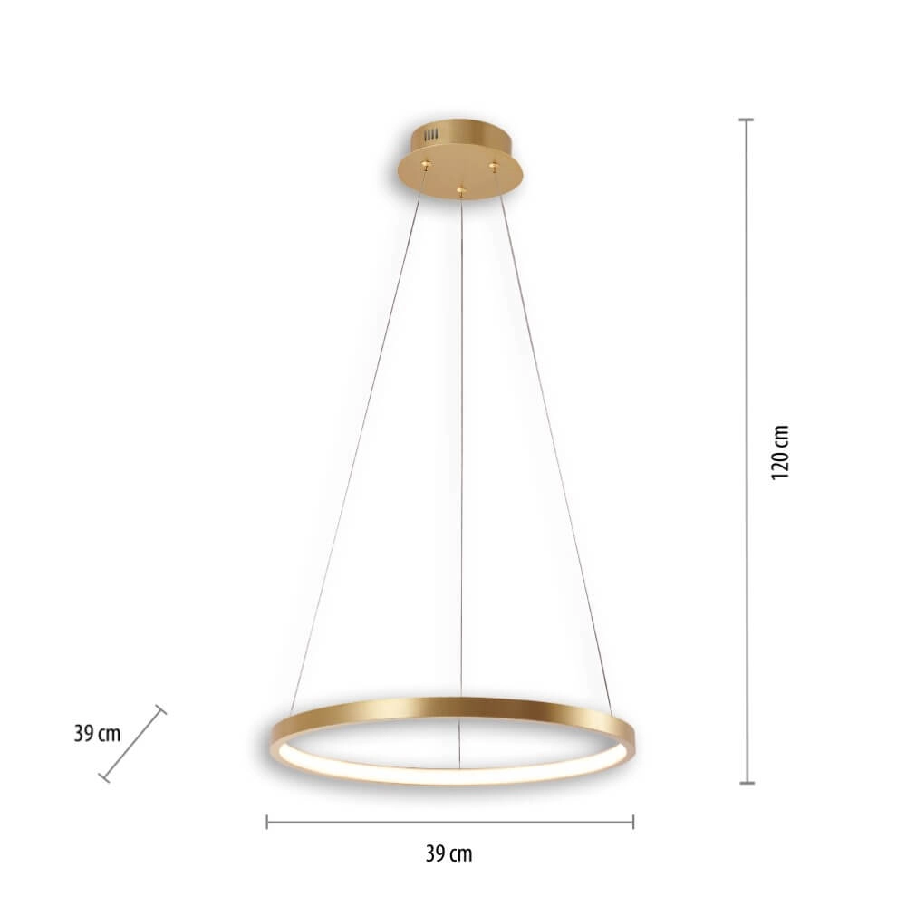 Round pendant lamp Circle gold Ø 39cm Just Light 4043689960391