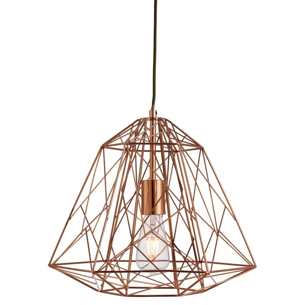 Copper wire lamp Geometric Cage Ø 39cm
