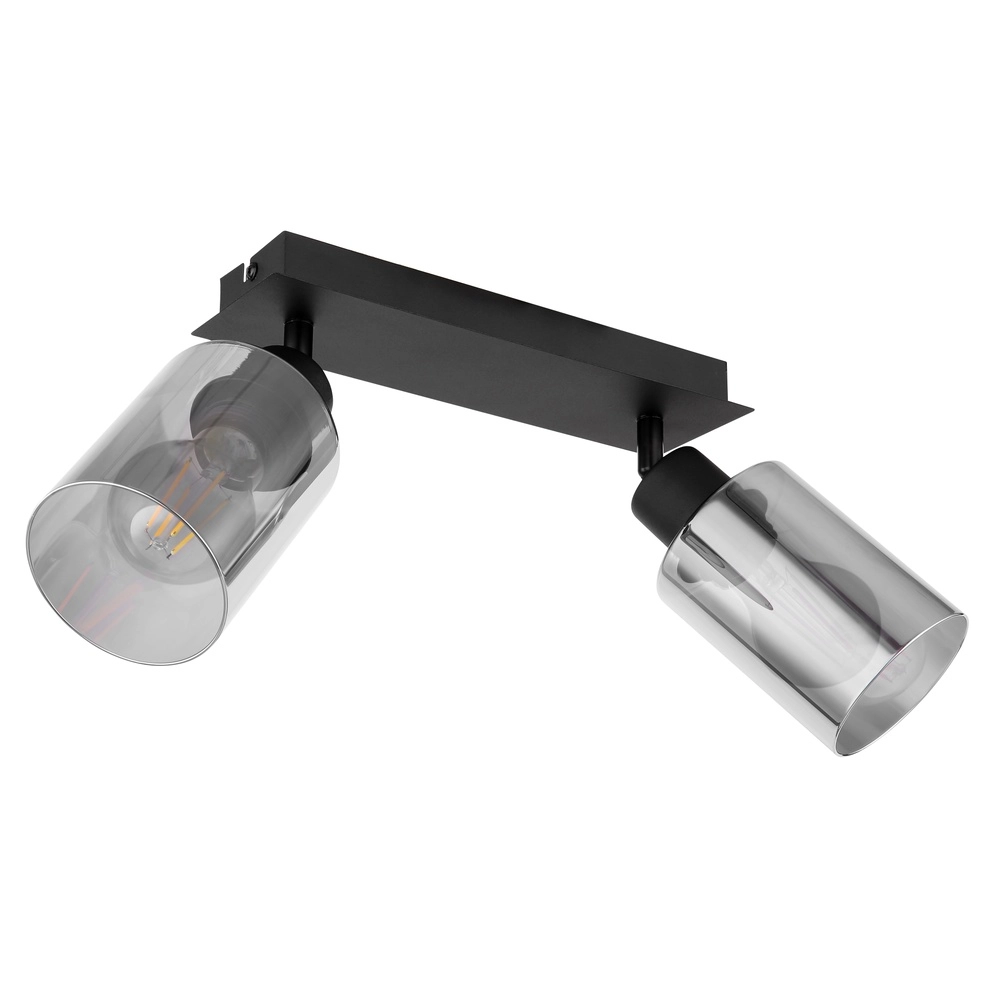 Ceiling lamp Hadera 2-light black with smoke glass Globo 9007371440214