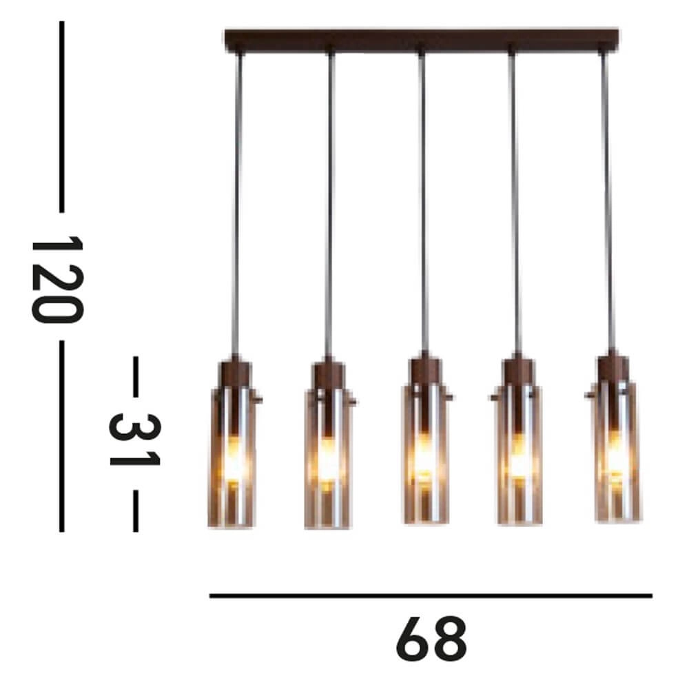 5-light pendant lamp Sweden II straight Searchlight 5053423272078
