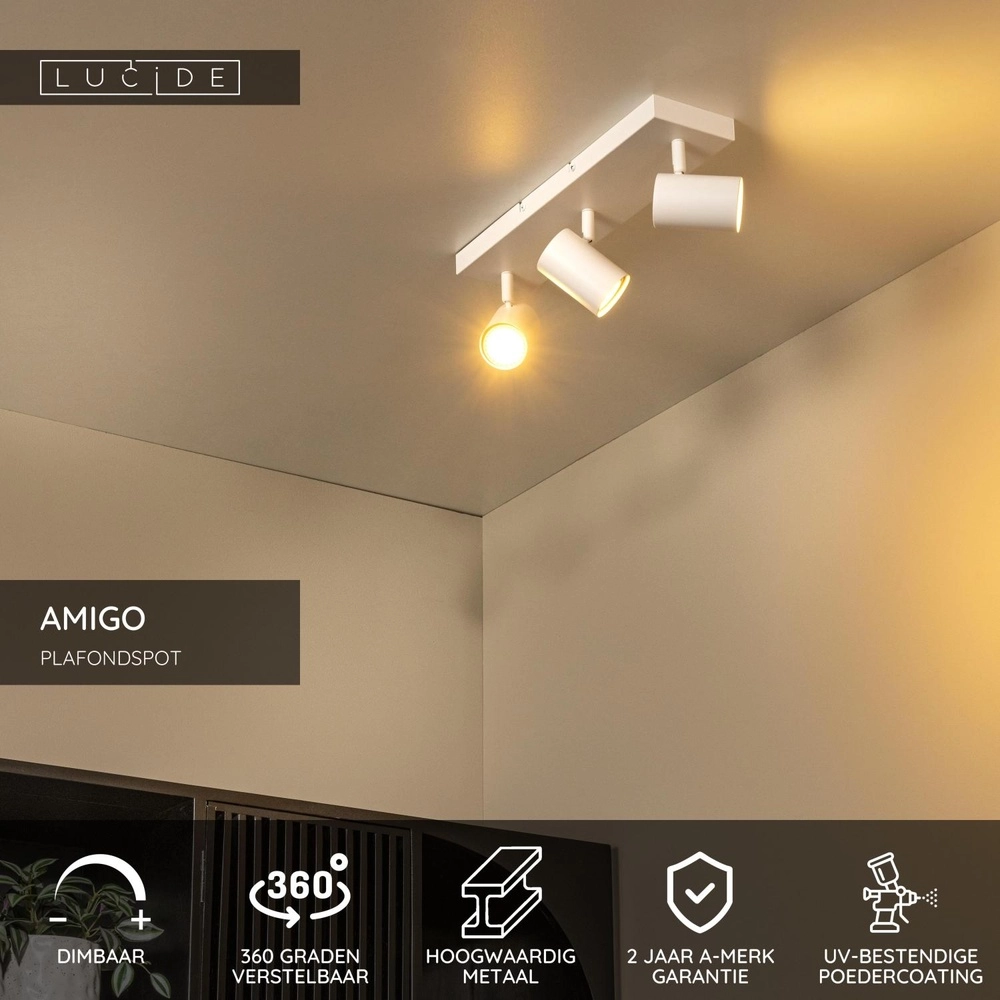 Ceiling lamp Amigo 3-light white Lucide 5411212531162