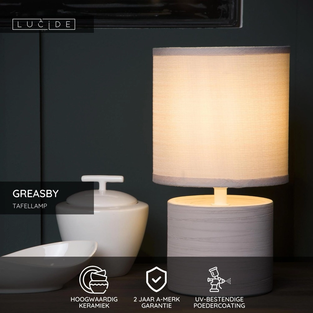 Table lamp Greasby sand brown Ø 14cm Lucide 5411212470119
